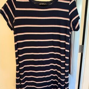 Cotton On Navy and Pink Striped T-shirt dress